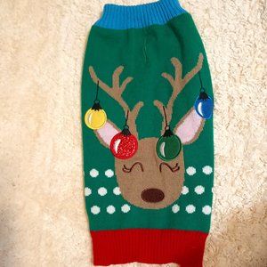EUC ~ Heart to Tail Reindeer with Ornaments Acrylic Dog Sweater (Size: Small)
